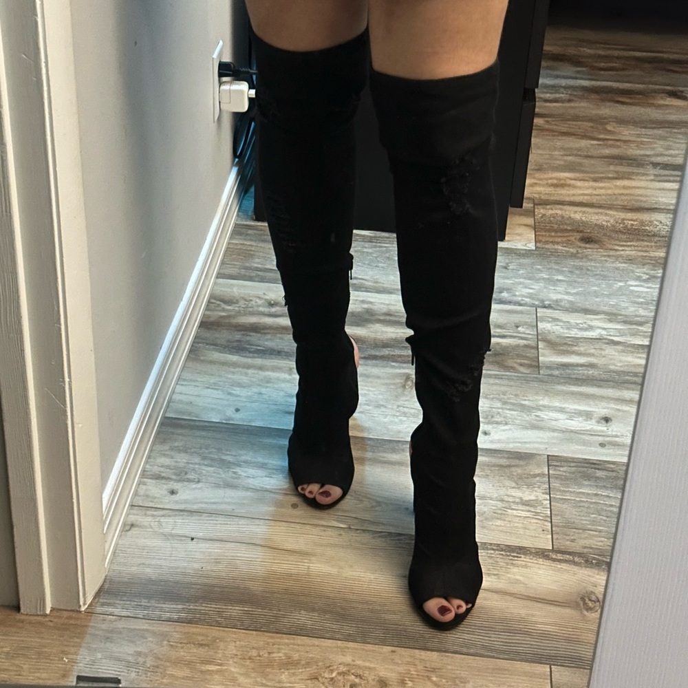 Steve Madden Black Over-the-Knee Boots - Picture 2 of 4